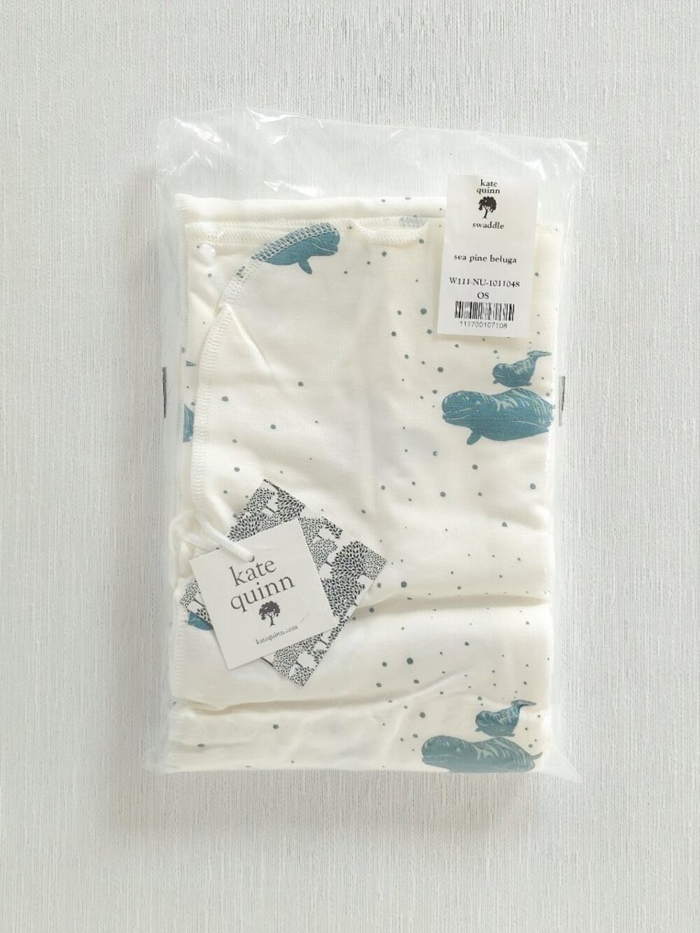 Kate Quinn Bamboo Swaddle New Sea Pine Beluga Cream Baby Blanket